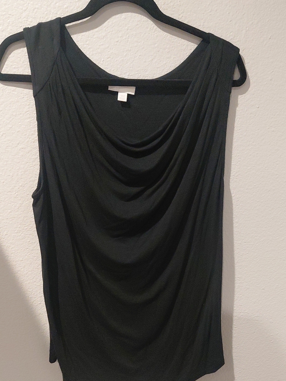 14th & Union Black Draped Cowl Neck Sleeveless Top